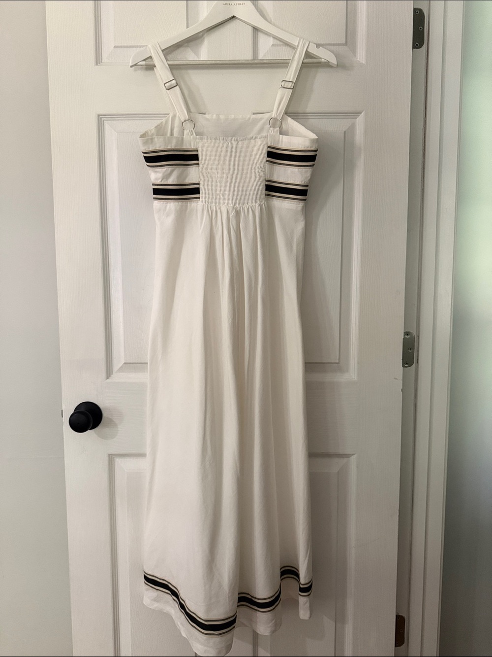 MINKPINK White Maxi Dress with Black Stripe Trim - Picture 2 of 3